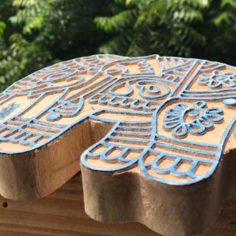 Hand-Carved Wooden Elephant Stamp | Indian Folk Art Block Print for Fabric & Crafts Handmade Block Sheesham Wooden Block Print Stamp