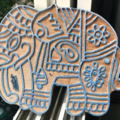 Hand-Carved Wooden Elephant Stamp | Indian Folk Art Block Print for Fabric & Crafts Handmade Block Sheesham Wooden Block Print Stamp