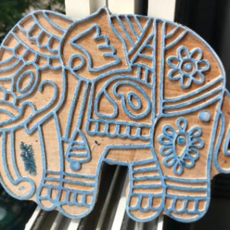 Hand-Carved Wooden Elephant Stamp | Indian Folk Art Block Print for Fabric & Crafts Handmade Block Sheesham Wooden Block Print Stamp