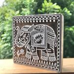 Majestic Elephant Wood Block Stamp | Traditional Indian Block Print | Folk Art Motif for Fabric, Paper .
