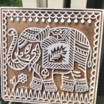 Majestic Elephant Wood Block Stamp | Traditional Indian Block Print | Folk Art Motif for Fabric, Paper .