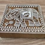 Majestic Elephant Wood Block Stamp | Traditional Indian Block Print | Folk Art Motif for Fabric, Paper .