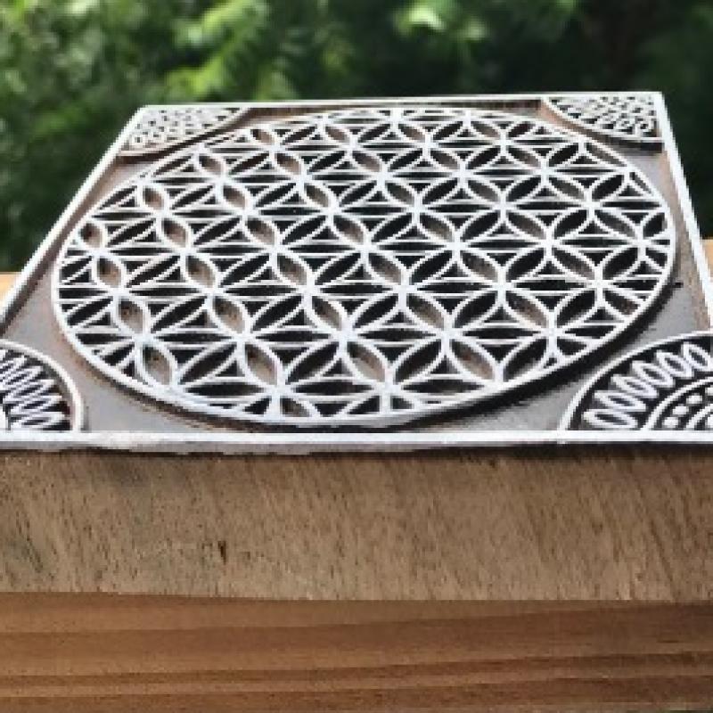 Sacred Geometry Wooden Block Stamp Flower of Life Mandala Print Block for Fabric & Paper Crafts Handmade Sheesham Wooden Block Print Stamp
