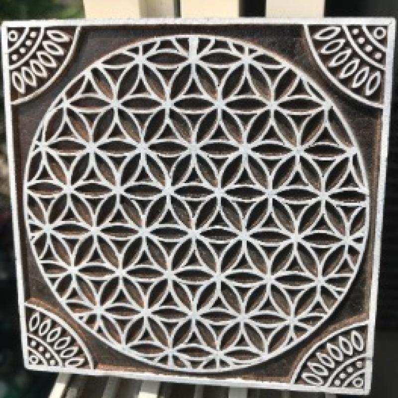 Sacred Geometry Wooden Block Stamp Flower of Life Mandala Print Block for Fabric & Paper Crafts Handmade Sheesham Wooden Block Print Stamp