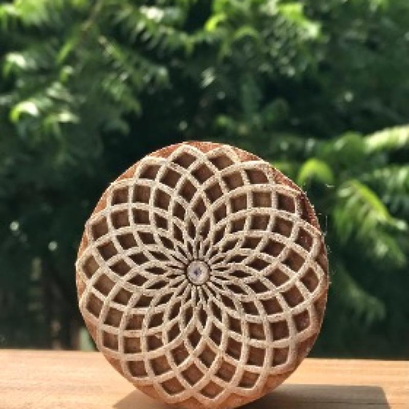 Mandala Flower Wooden Printing Block | Hand-Carved Round Stamp for Fabric, Clay & Crafts | Indian Wood Stamp | Boho Textile Design