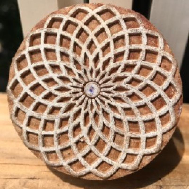 Mandala Flower Wooden Printing Block | Hand-Carved Round Stamp for Fabric, Clay & Crafts | Indian Wood Stamp | Boho Textile Design