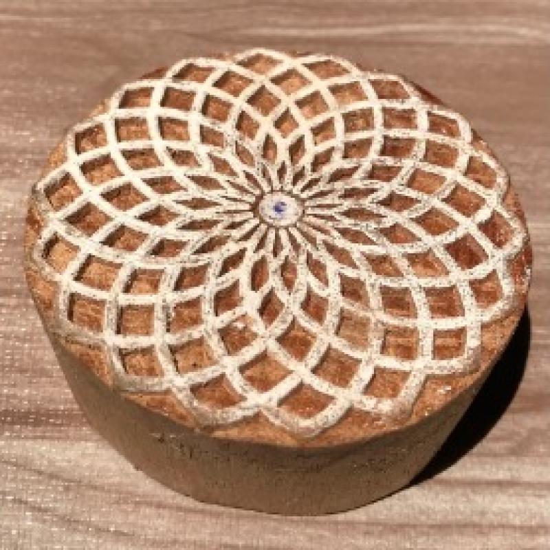 Mandala Flower Wooden Printing Block | Hand-Carved Round Stamp for Fabric, Clay & Crafts | Indian Wood Stamp | Boho Textile Design