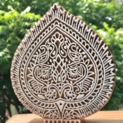 Intricate Wooden Block Stamp | Traditional Indian Paisley and Floral Motif for Textile & Paper Printing