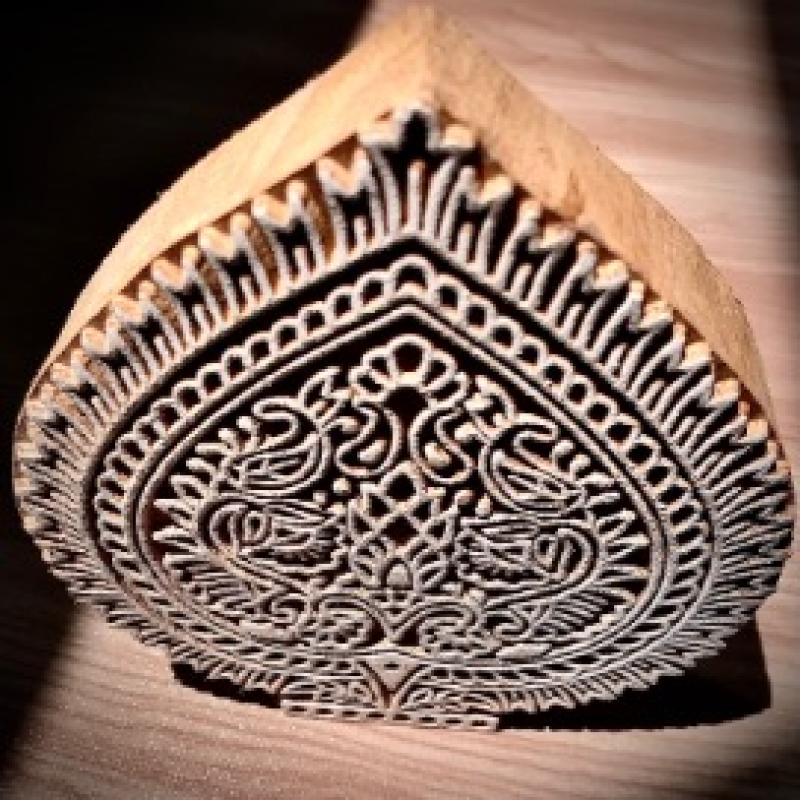 Intricate Wooden Block Stamp | Traditional Indian Paisley and Floral Motif for Textile & Paper Printing