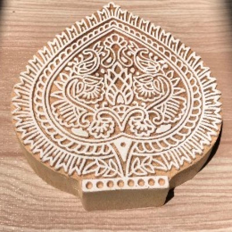 Intricate Wooden Block Stamp | Traditional Indian Paisley and Floral Motif for Textile & Paper Printing