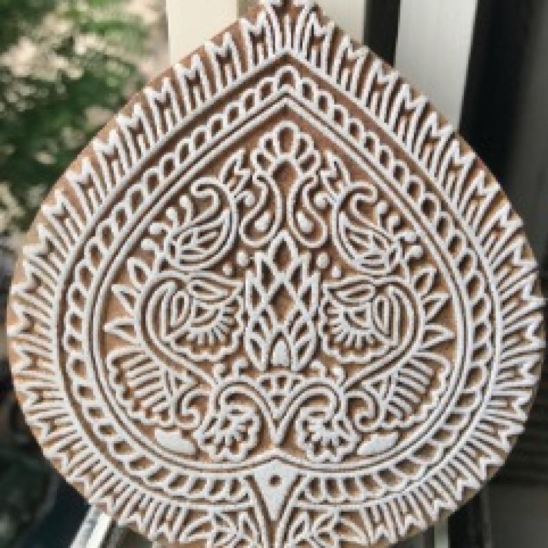 Intricate Wooden Block Stamp | Traditional Indian Paisley and Floral Motif for Textile & Paper Printing