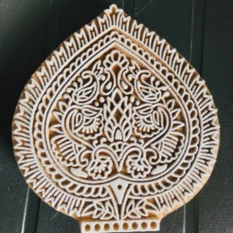 Intricate Wooden Block Stamp | Traditional Indian Paisley and Floral Motif for Textile & Paper Printing