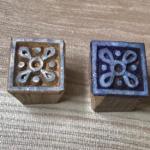Set of 2 Square Wood Block Stamps | Mini Geometric Pattern Printing Blocks | Hand-Carved Indian Wooden Stamps by Chhaape for Fabric, Crafts