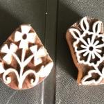 Set of 2 Floral Wood Block Stamps | Hand-Carved Indian Wooden Printing Blocks | Chhaape Botanical Stamps for Fabric, Clay & Craft Projects
