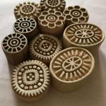 Handcarved Round Wooden Printing Blocks Set | Floral & Geometric Motif Stamps for Fabric, Clay, Paper & Textile Printing – 10 Blocks