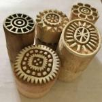 Handcarved Round Wooden Printing Blocks Set | Floral & Geometric Motif Stamps for Fabric, Clay, Paper & Textile Printing – 10 Blocks