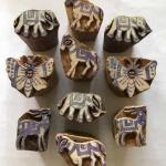 Hand Carved Wooden Printing Blocks | Indian Animal & Butterfly Stamp Set for Fabric, Clay, Paper Craft | Textile Block Print Tools - 10 Blocks Set