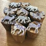 Hand Carved Wooden Printing Blocks | Indian Animal & Butterfly Stamp Set for Fabric, Clay, Paper Craft | Textile Block Print Tools - 10 Blocks Set