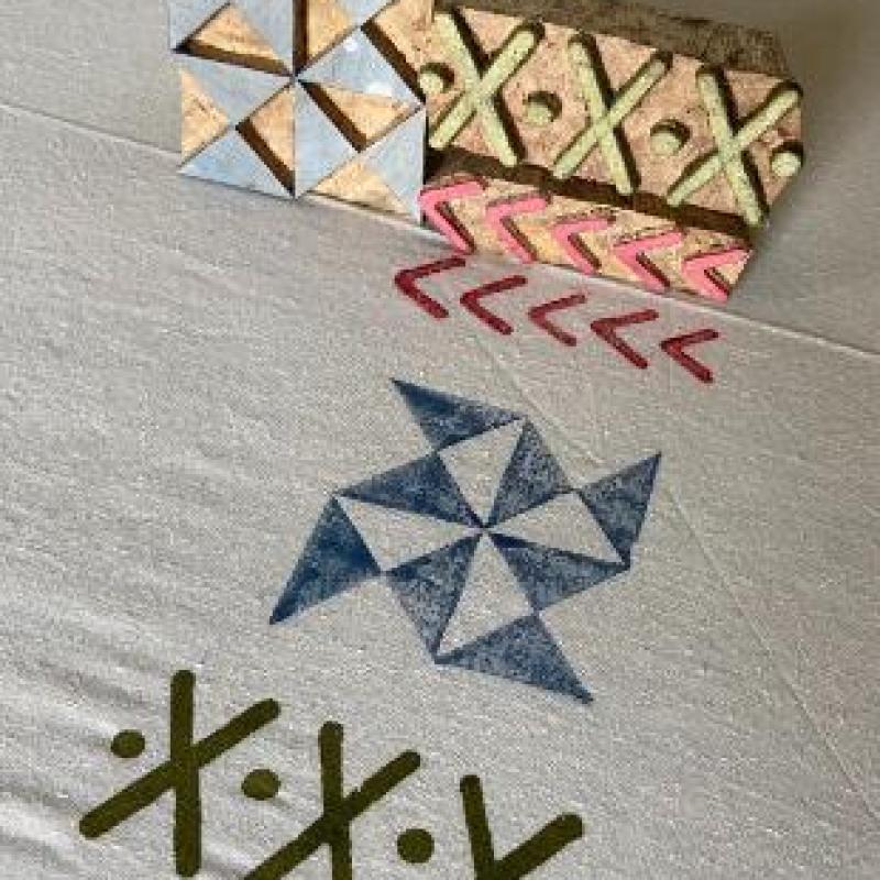 Geometric Wooden Block Stamp Set | Handcarved Indian Printing Blocks for Fabric, Clay & Paper Crafts