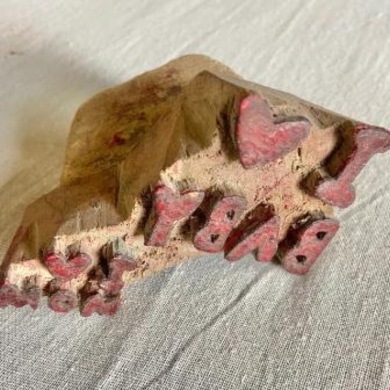 Handmade Wooden Block Stamp | I Love Baby & I Love Mom Stamp | Handcarved Printing for Fabric