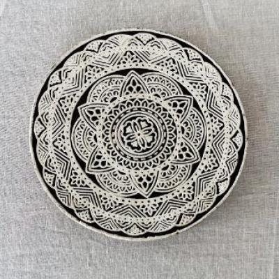 Hand-Carved Wooden Printing Block – Intricate Mandala Design | Indian Textile Stamp | Block Printing Tool for Fabric, Clay, Paper & Crafts