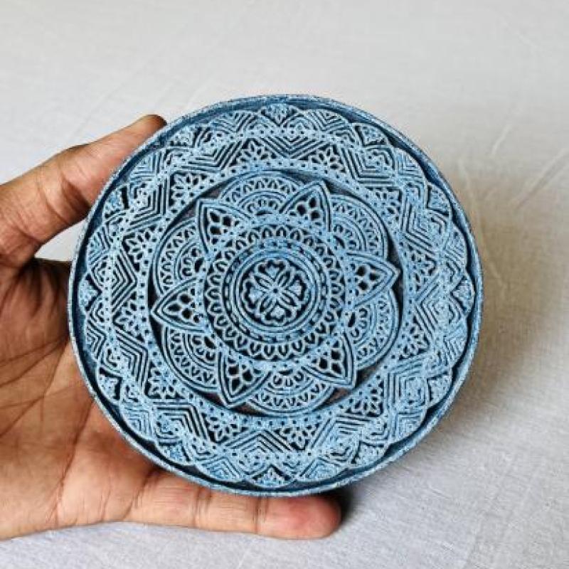 Hand-Carved Wooden Printing Block – Intricate Mandala Design | Indian Textile Stamp | Block Printing Tool for Fabric, Clay, Paper & Crafts