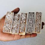 Hand-Carved Floral Border Block Stamp Set (5 Pieces) | Wood Printing Blocks for Fabric, Paper & Clay | Indian Textile Tools | Boho Design