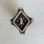 Diamond Mandala Motif Wood Block Stamp | Hand-Carved Indian Printing Block for Fabric, Clay, Paper | Ethnic Textile Tool