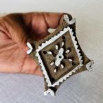 Diamond Mandala Motif Wood Block Stamp | Hand-Carved Indian Printing Block for Fabric, Clay, Paper | Ethnic Textile Tool