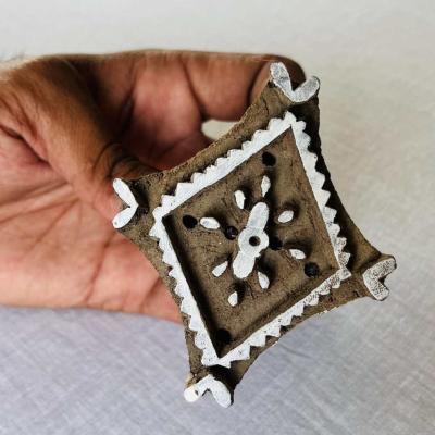 Diamond Mandala Motif Wood Block Stamp | Hand-Carved Indian Printing Block for Fabric, Clay, Paper | Ethnic Textile Tool