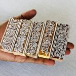 Floral Border Wood Block Stamp Set (5 Designs) | Hand-Carved Indian Wood Printing Blocks for Fabric, Clay, Paper | Ethnic Borders and Motifs