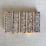 Floral Border Wood Block Stamp Set (5 Designs) | Hand-Carved Indian Wood Printing Blocks for Fabric, Clay, Paper | Ethnic Borders and Motifs