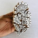 Bold Botanical Wooden Printing Block | Hand-Carved Indian Floral Stamp for Textile & Paper Crafts