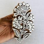 Bold Botanical Wooden Printing Block | Hand-Carved Indian Floral Stamp for Textile & Paper Crafts