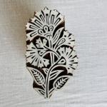 Bold Botanical Wooden Printing Block | Hand-Carved Indian Floral Stamp for Textile & Paper Crafts