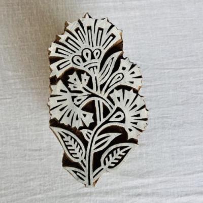 Bold Botanical Wooden Printing Block | Hand-Carved Indian Floral Stamp for Textile & Paper Crafts