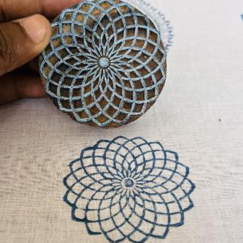 Mandala Flower Wooden Printing Block | Hand-Carved Round Stamp for Fabric, Clay & Crafts | Indian Wood Stamp | Boho Textile Design