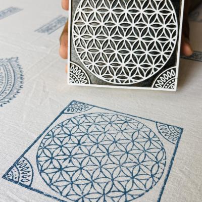 Sacred Geometry Wooden Block Stamp Flower of Life Mandala Print Block for Fabric & Paper Crafts Handmade Sheesham Wooden Block Print Stamp