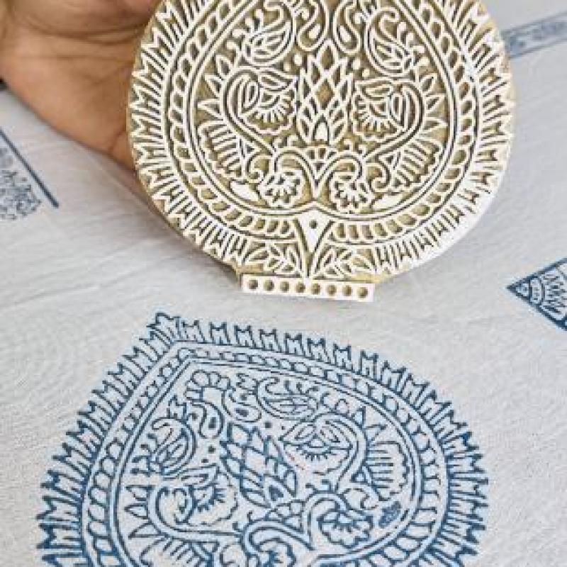 Intricate Wooden Block Stamp | Traditional Indian Paisley and Floral Motif for Textile & Paper Printing