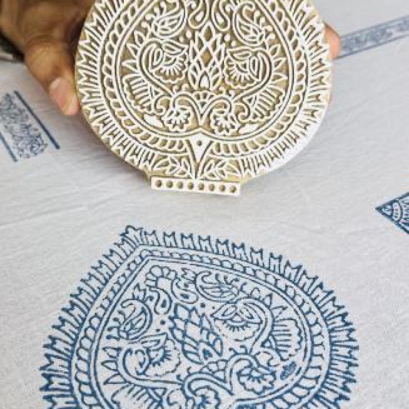 Intricate Wooden Block Stamp | Traditional Indian Paisley and Floral Motif for Textile & Paper Printing
