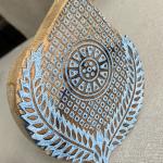 Teardrop Floral Mandala Handcarved Wooden Block for Printing Wooden Sheesham Block Paper And Fabric Block Stamp