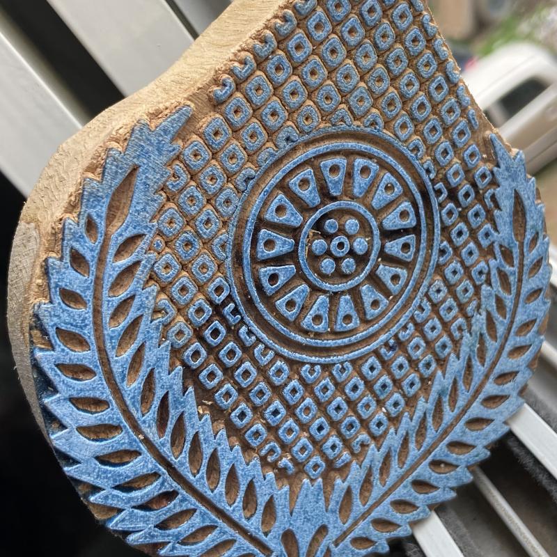 Teardrop Floral Mandala Handcarved Wooden Block for Printing Wooden Sheesham Block Paper And Fabric Block Stamp