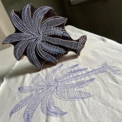 Palm Tree Hand carved Wooden Block Stamp for Block Printing Handmade Sheesham Wooden Palm Tree Paper And Fabric Print Stamp
