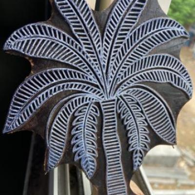 Palm Tree Hand carved Wooden Block Stamp for Block Printing Handmade Sheesham Wooden Palm Tree Paper And Fabric Print Stamp