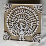 Handcrafted Wooden Peacock Block Print Stamp for Fabric, Paper & Craft Sheesham Wood Blockprint Stamp
