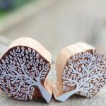 Tree of Life Handcarved Wooden Block Stamp – Pack of 2 (White Engraved) Wooden sheesham Stamp Tree Block stamp