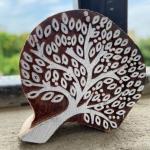 Tree of Life Handcarved Wooden Block Stamp – Pack of 2 (White Engraved) Wooden sheesham Stamp Tree Block stamp