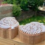 Paisley Floral Handcraft Wooden Block Print Stamp – Pack of 2 Handcrafted Wooden Sheesham Block Stamp Fabric Stamp Tool