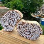 Paisley Floral Handcraft Wooden Block Print Stamp – Pack of 2 Handcrafted Wooden Sheesham Block Stamp Fabric Stamp Tool