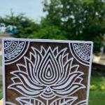 Lotus Flower Wooden Block Print Stamp – Hand carved Square Design Handmade Stamp Wooden By Sheesham Stamp Paper And Fabric Print Stamp